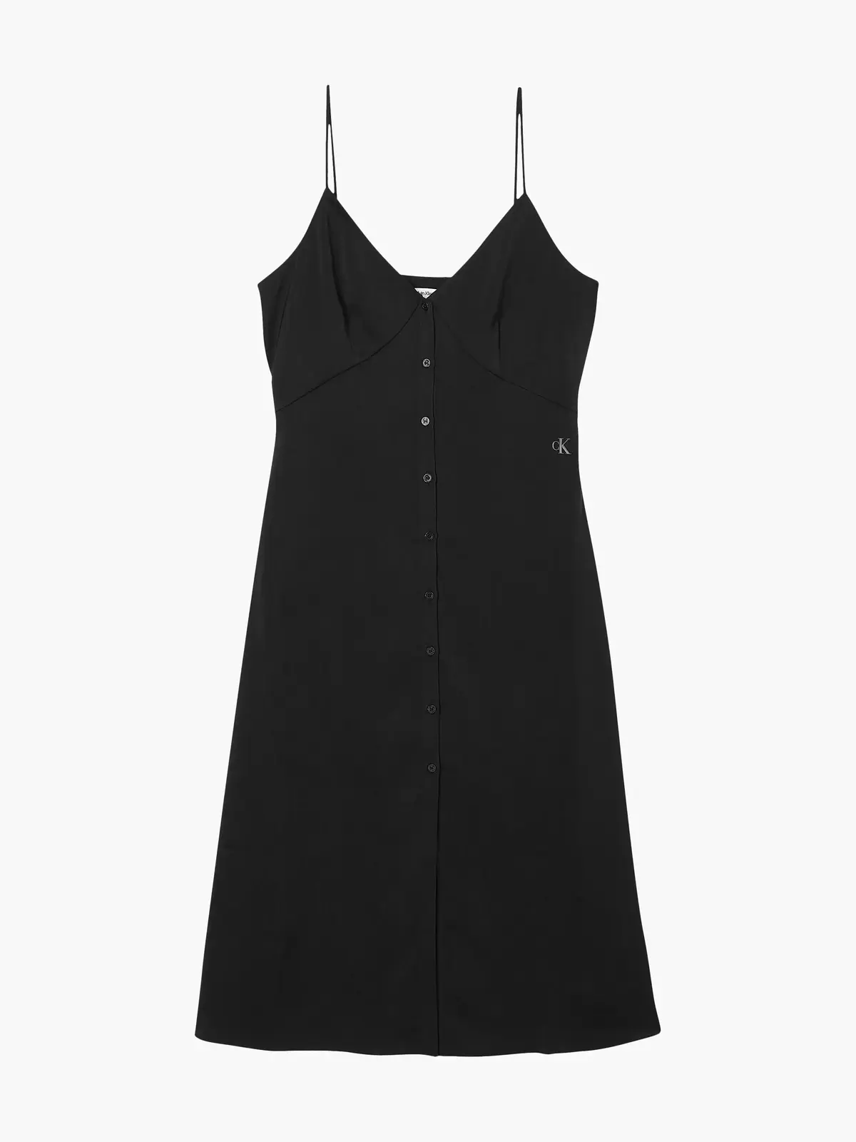 Calvin Klein BUTTON THROUGH SLIP Kadın Siyah Elbise