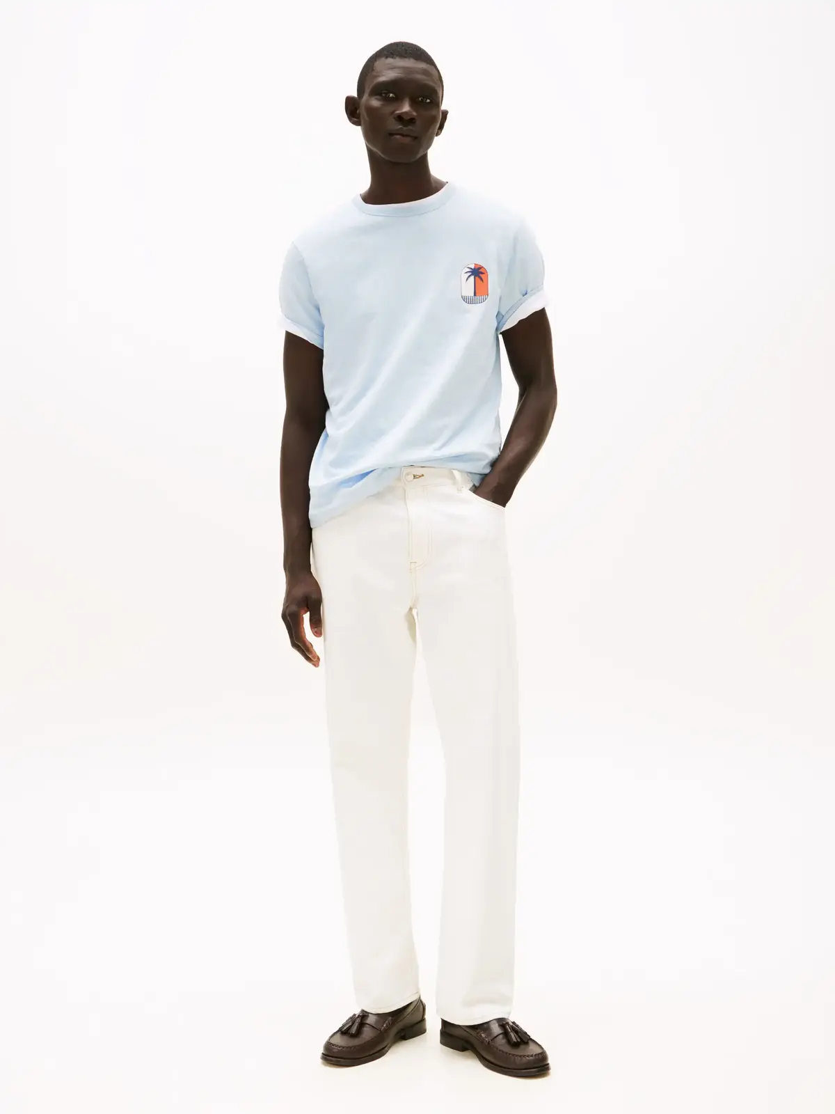 Tommy Hilfiger PALM TREE LABEL TEE Erkek Mavi T-Shirt