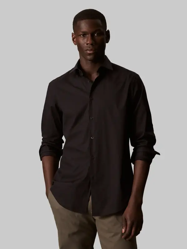 Calvin Klein REG ESNTL POPLIN STR Regular Fit Siyah Erkek Gömlek