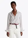 Tommy Hilfiger FLUID VIS PRT RELAXE, 0K4 Beyaz Kadın Gömlek