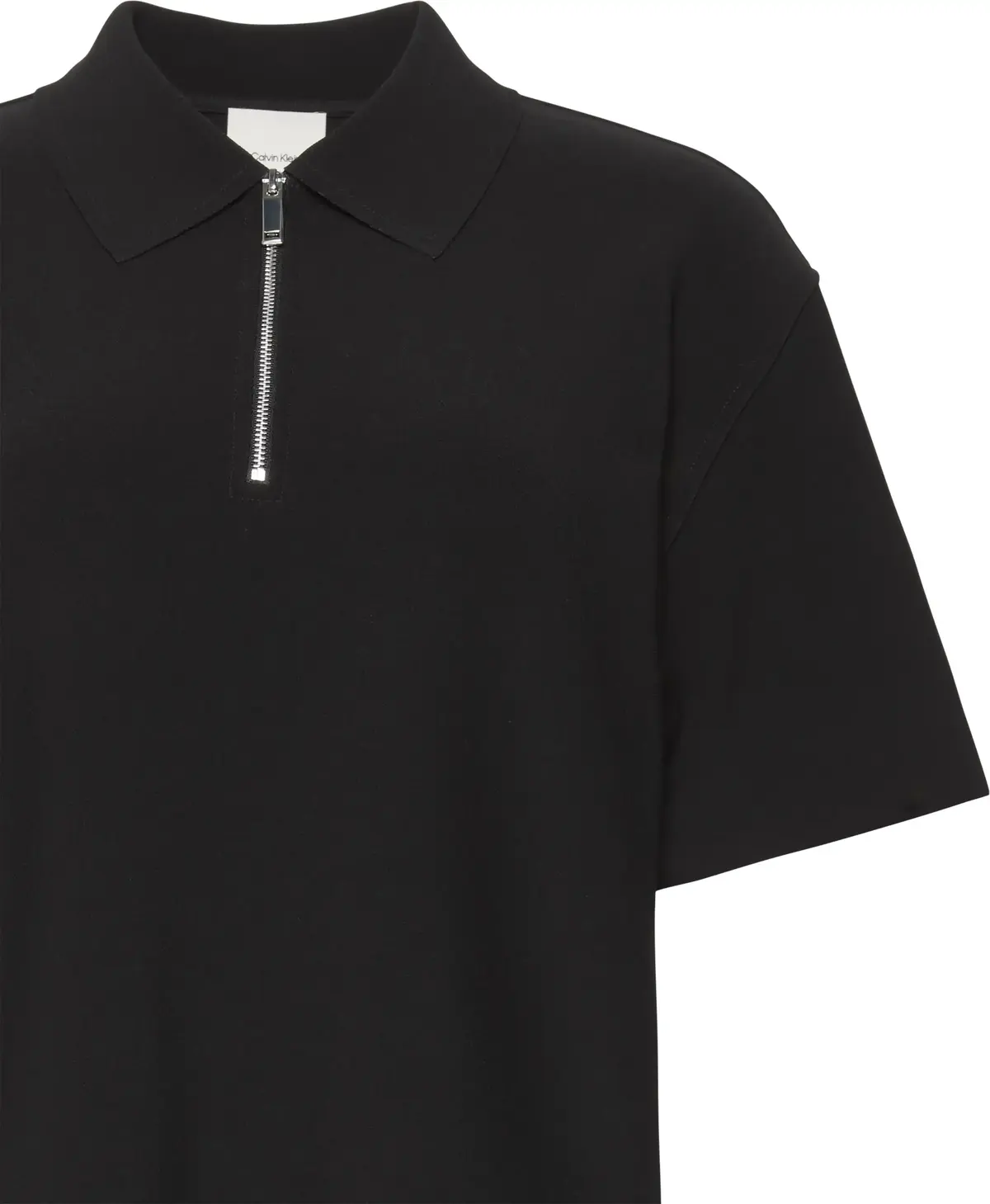 Calvin Klein SS TAILORED KNIT COLLAR ZIP TOP Kadın Siyah Polo T-Shirt