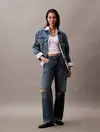 Calvin Klein WOVEN LABEL RIB SLEE Beyaz Kadın Bluz