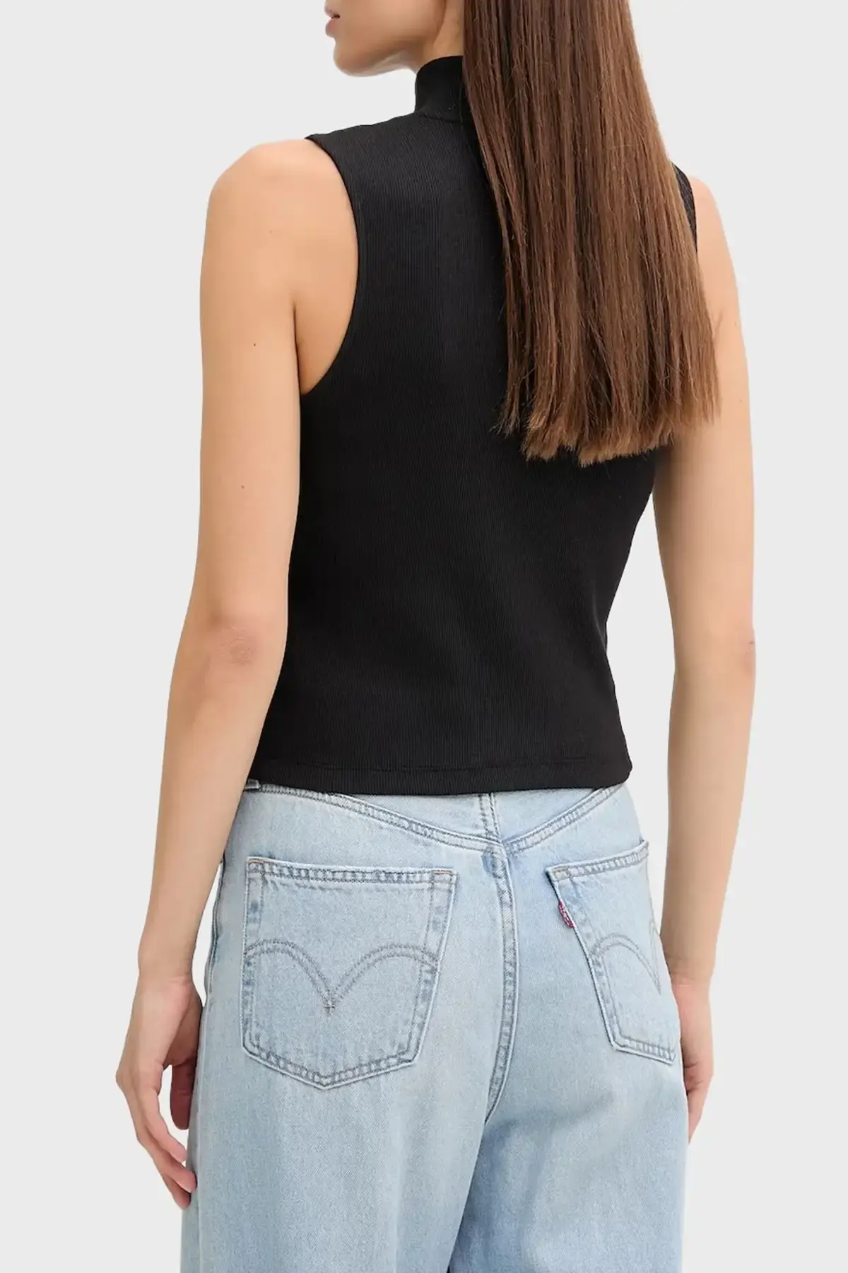 Calvin Klein A- WOVEN LABEL SL QZ TOP Siyah Kadın Tişört Calvin Klein A- WOVEN LABEL SL QZ TOP Siyah Kadın Tişört