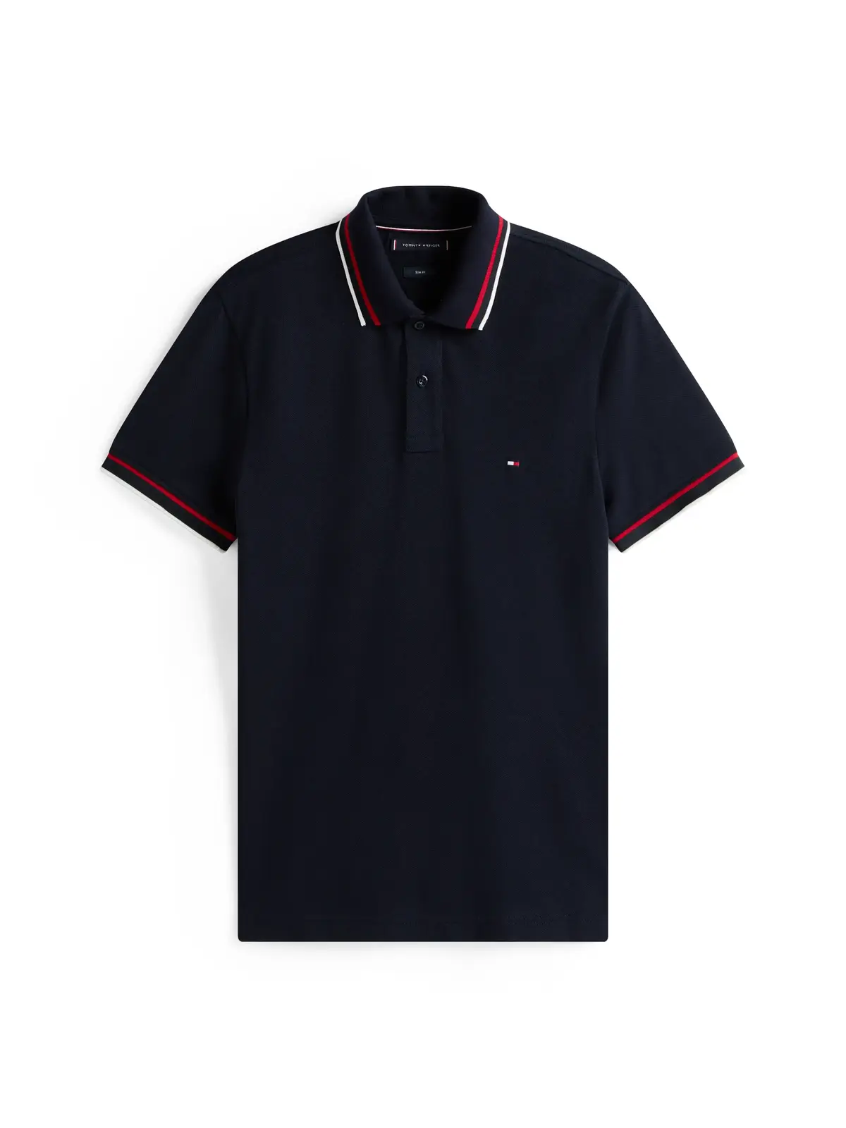 Tommy Hilfiger CUFF INTEREST SLIM F, DW5 Siyah Erkek Polo Yaka T-Shirt