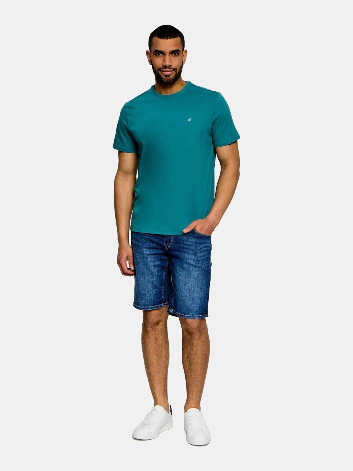 Calvin Klein SS CLASSIC MONOGRAM, 8ZU Mavi Erkek T-Shirt