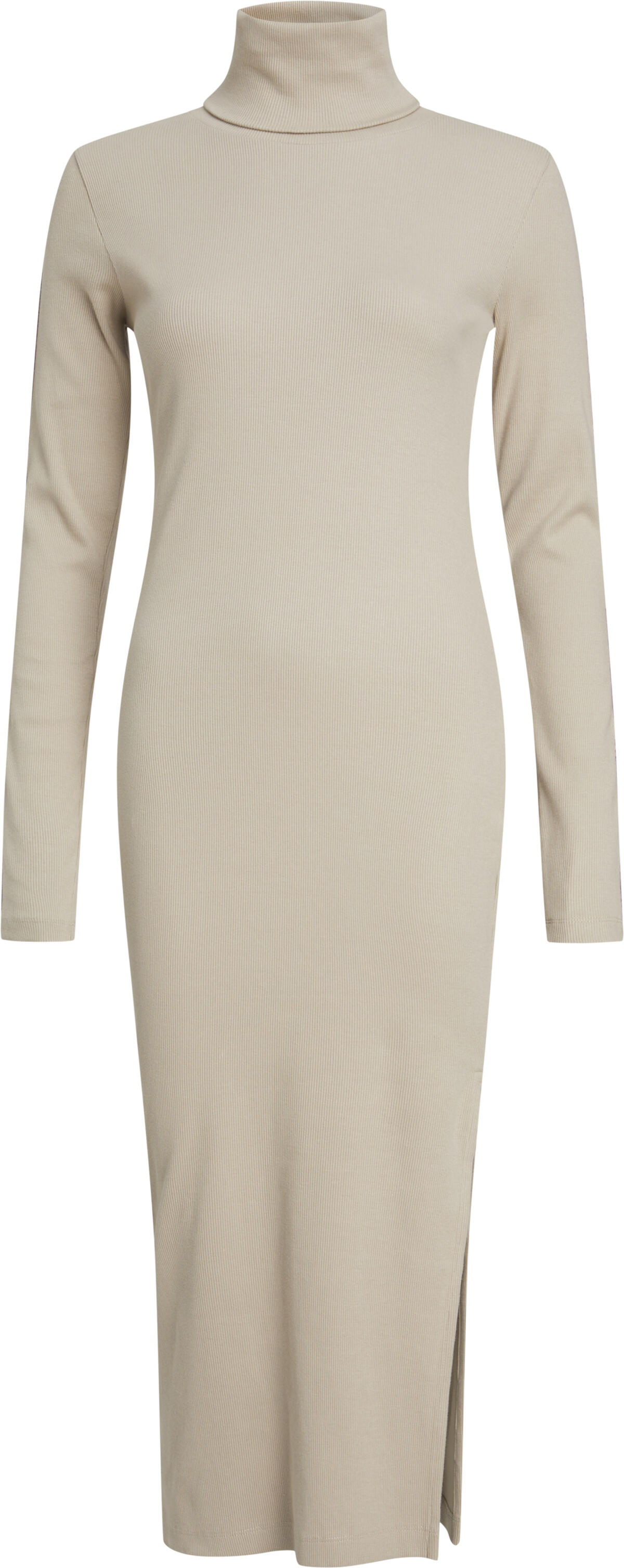 Calvin Klein LOGO ELASTIC RIB LON Kadın Krem Elbise