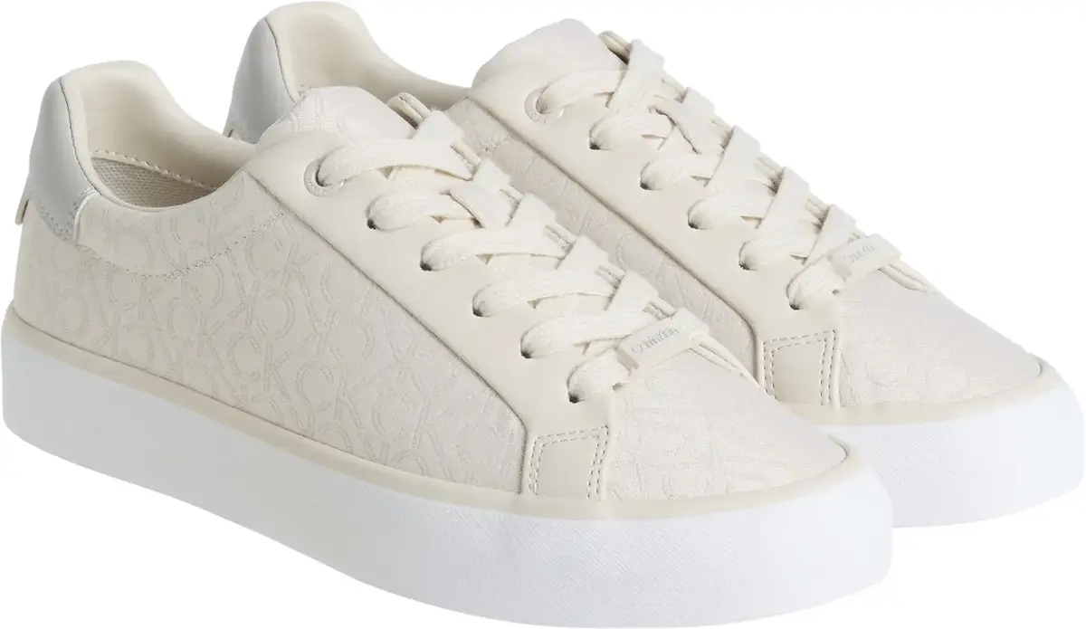 Calvin Klein VULC LACE UP - JACQ, 0F8 Krem Kadın Spor Ayakkabı & Sneaker