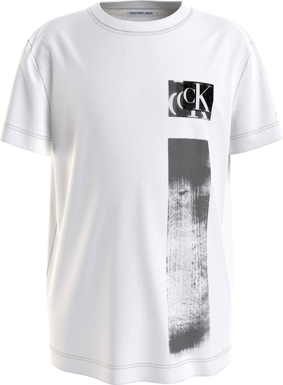 Calvin Klein GLITCHED MONOGRAM T- Erkek Beyaz T-Shirt