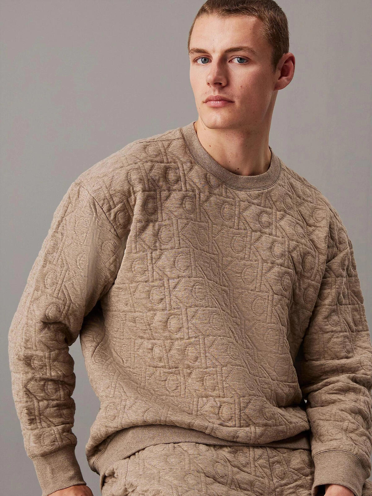 Calvin Klein L/S SWEATSHIRT, QQD Erkek Kahverengi Sweatshirt