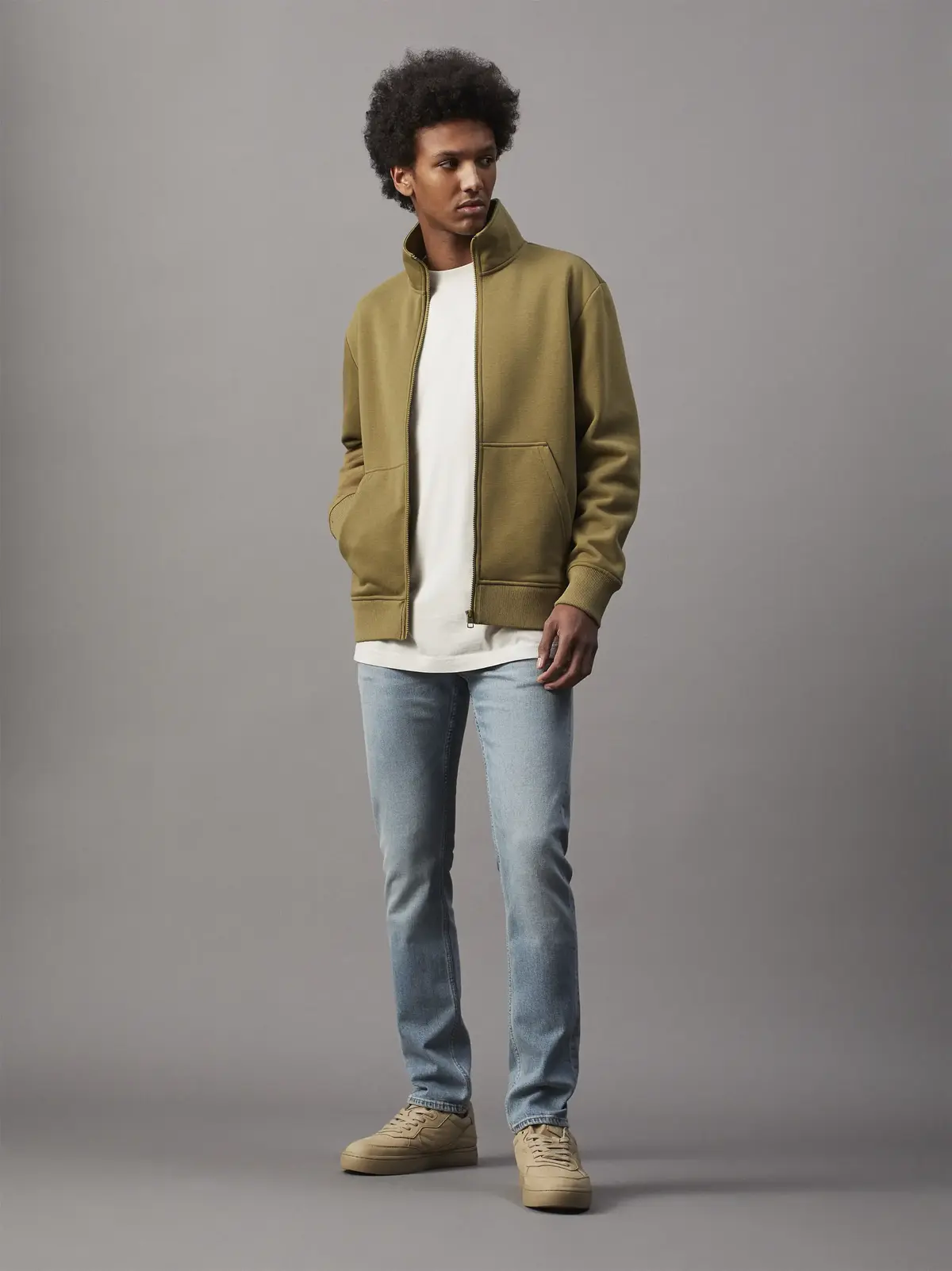 Calvin Klein LOGO TAPE ZIP THROUG, LFF Kahverengi Erkek Sweatshirt