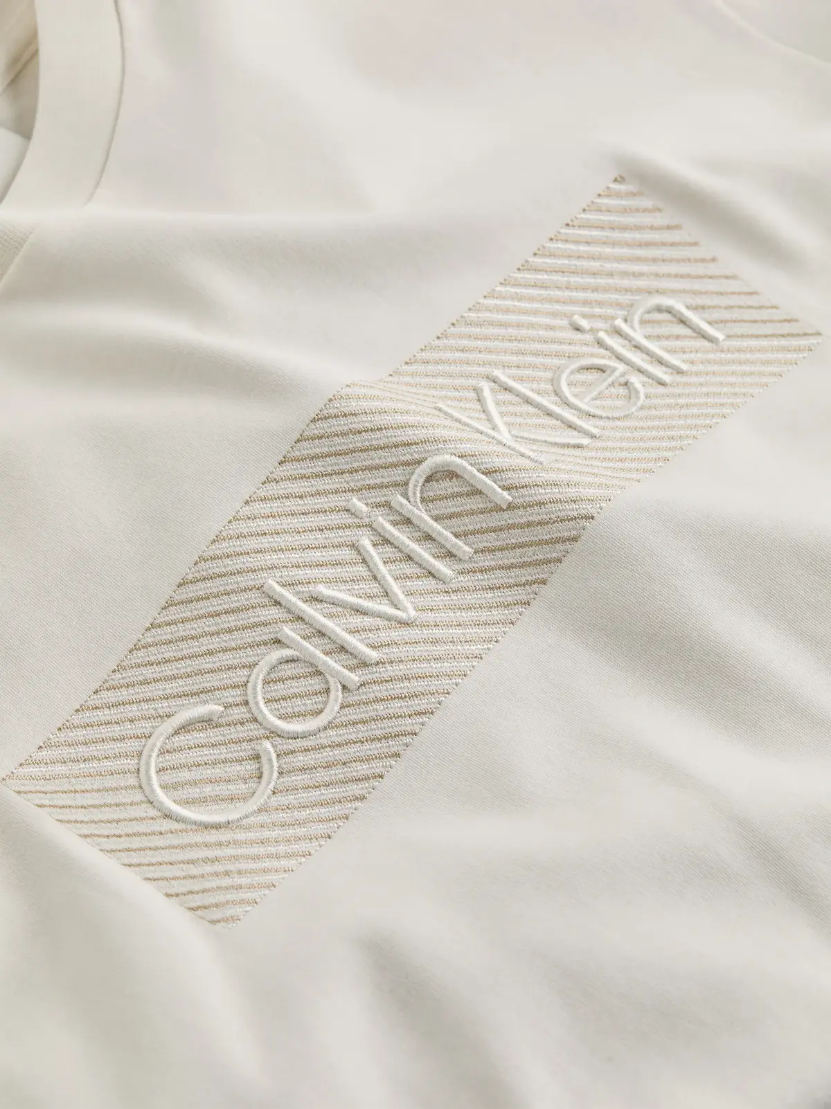 Calvin Klein TEXTURED EMBROIDERY, YAS Krem Erkek T-Shirt & Polo