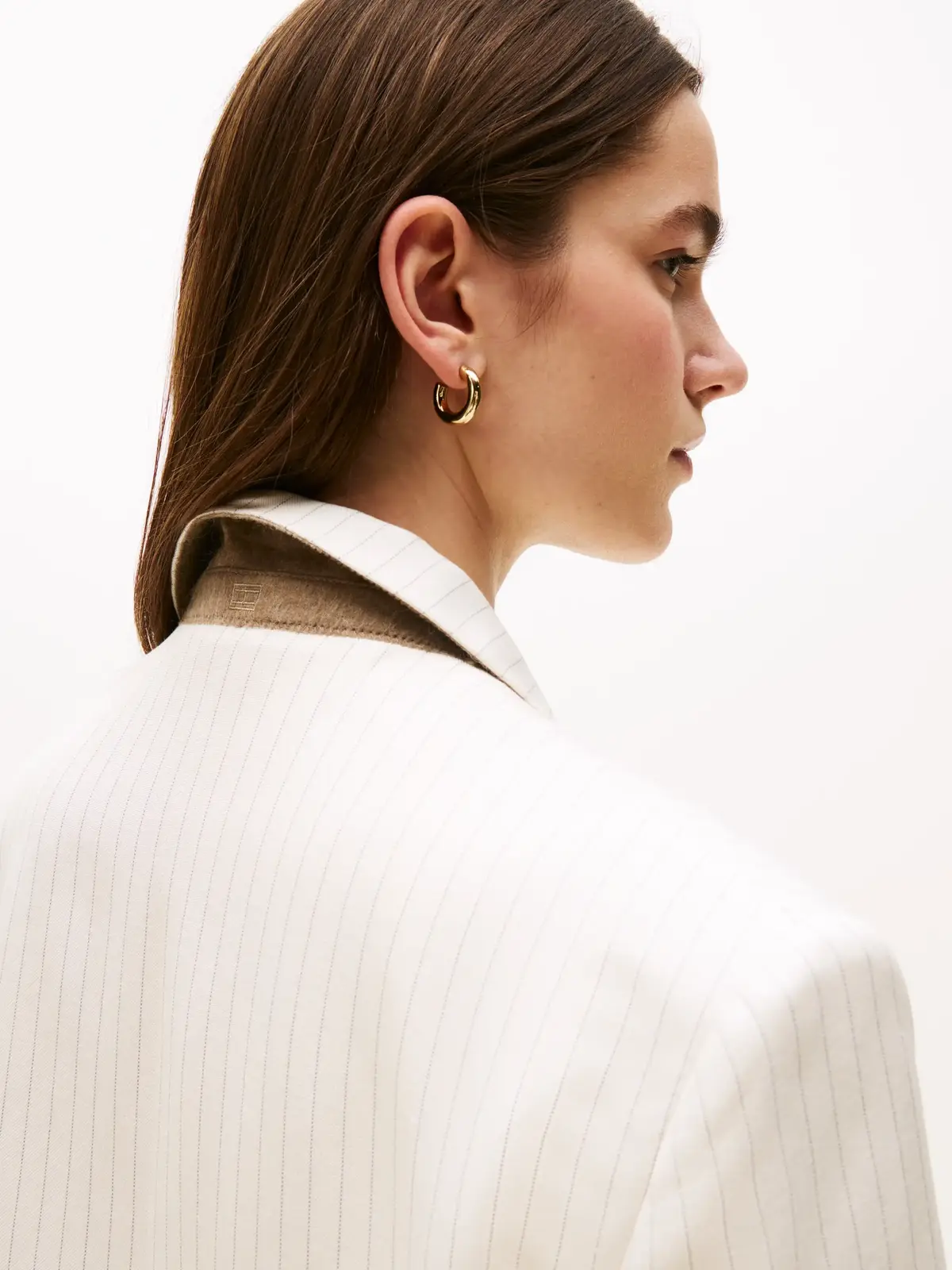 Tommy Hilfiger VISCOSE LINEN RELAXE, 03N Krem Kadın Ceket