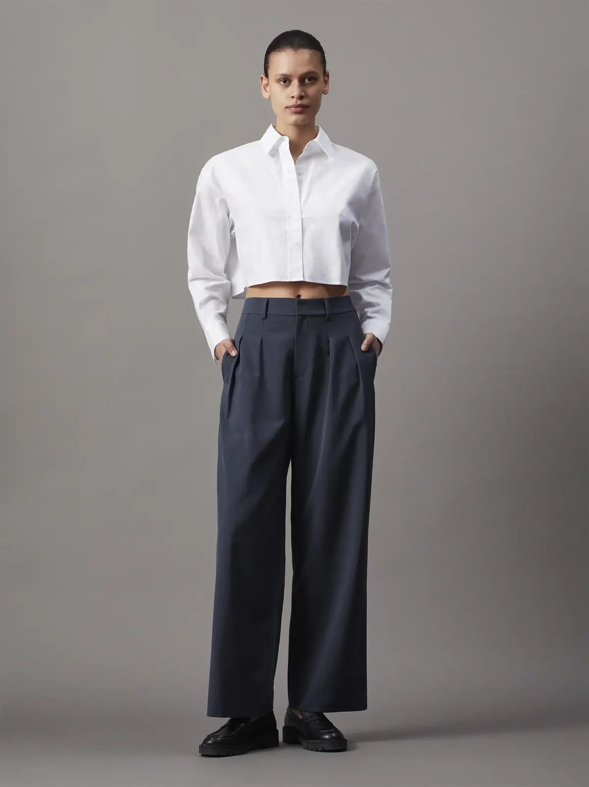 Calvin Klein TAILORED WIDE LEG PA Kadın Siyah Kumaş Pantolon