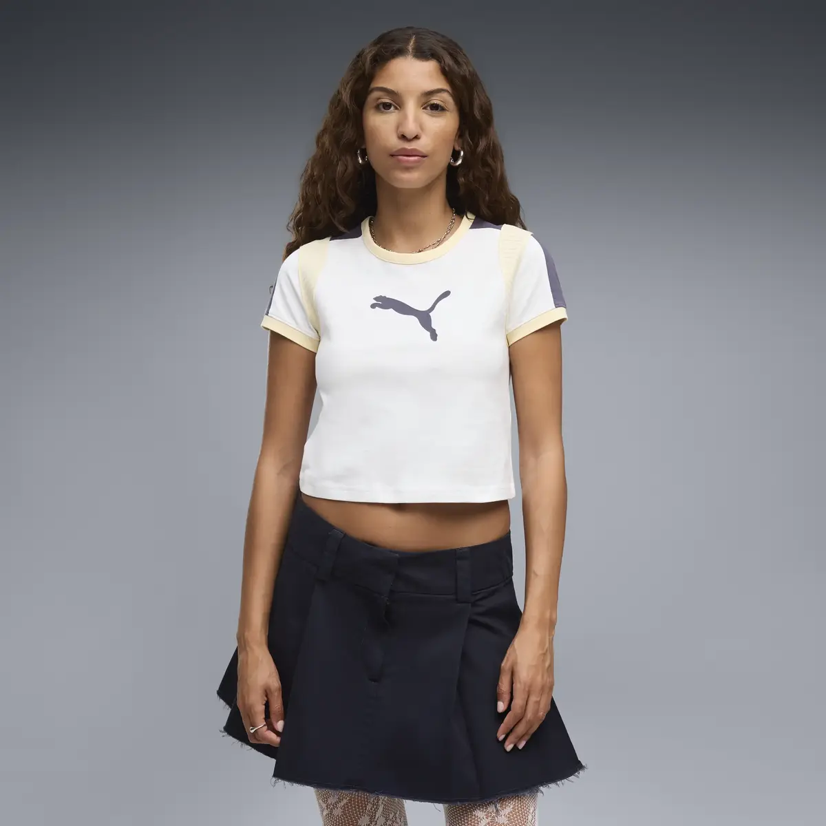 Puma Graphic Ringer Baby Tee Beyaz Kadın T-Shirt