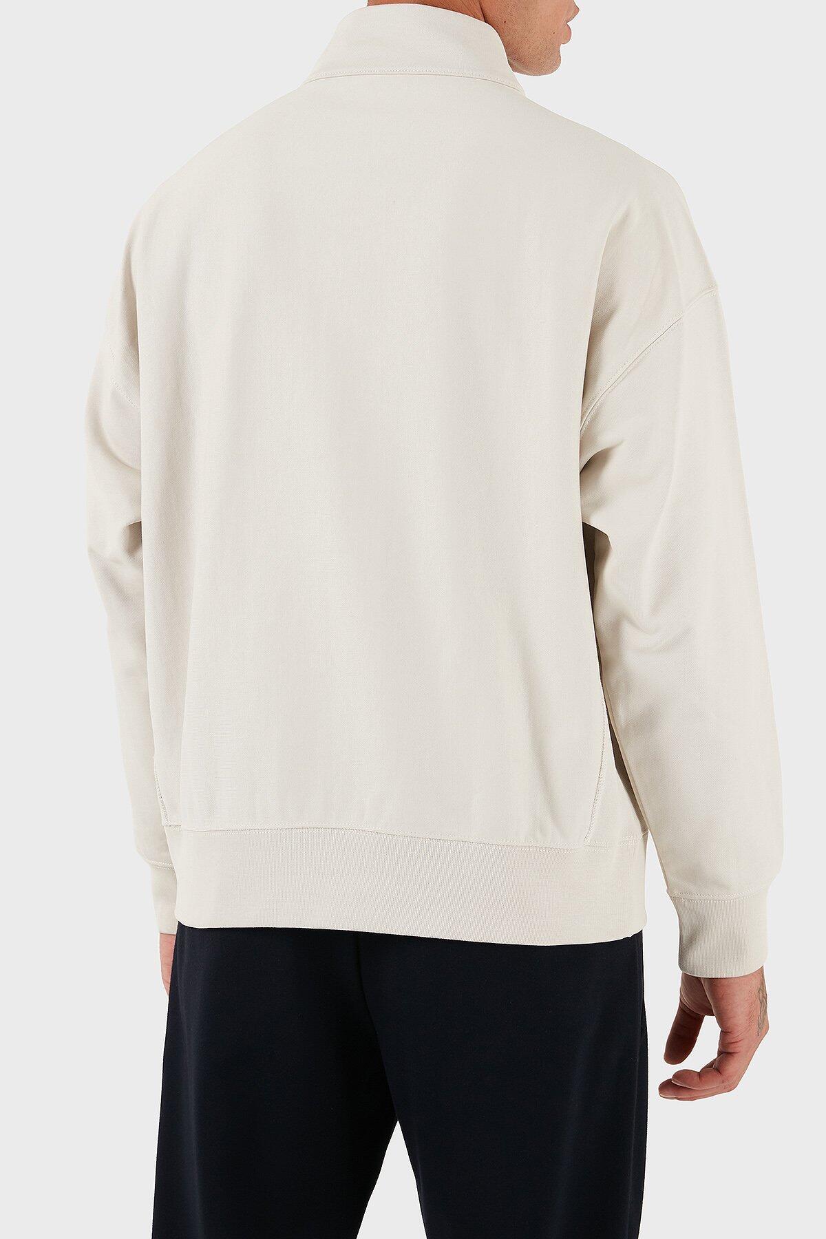 Calvin Klein LS CHUNKY PIQUE RLXD Beyaz Regular Fit Erkek Sweatshirt
