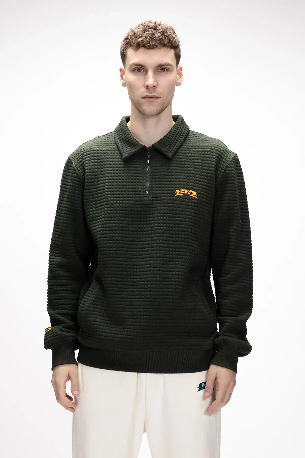 BAD BEAR DIEZ HALF ZIP Erkek Yeşil Fermuarlı Sweatshirt