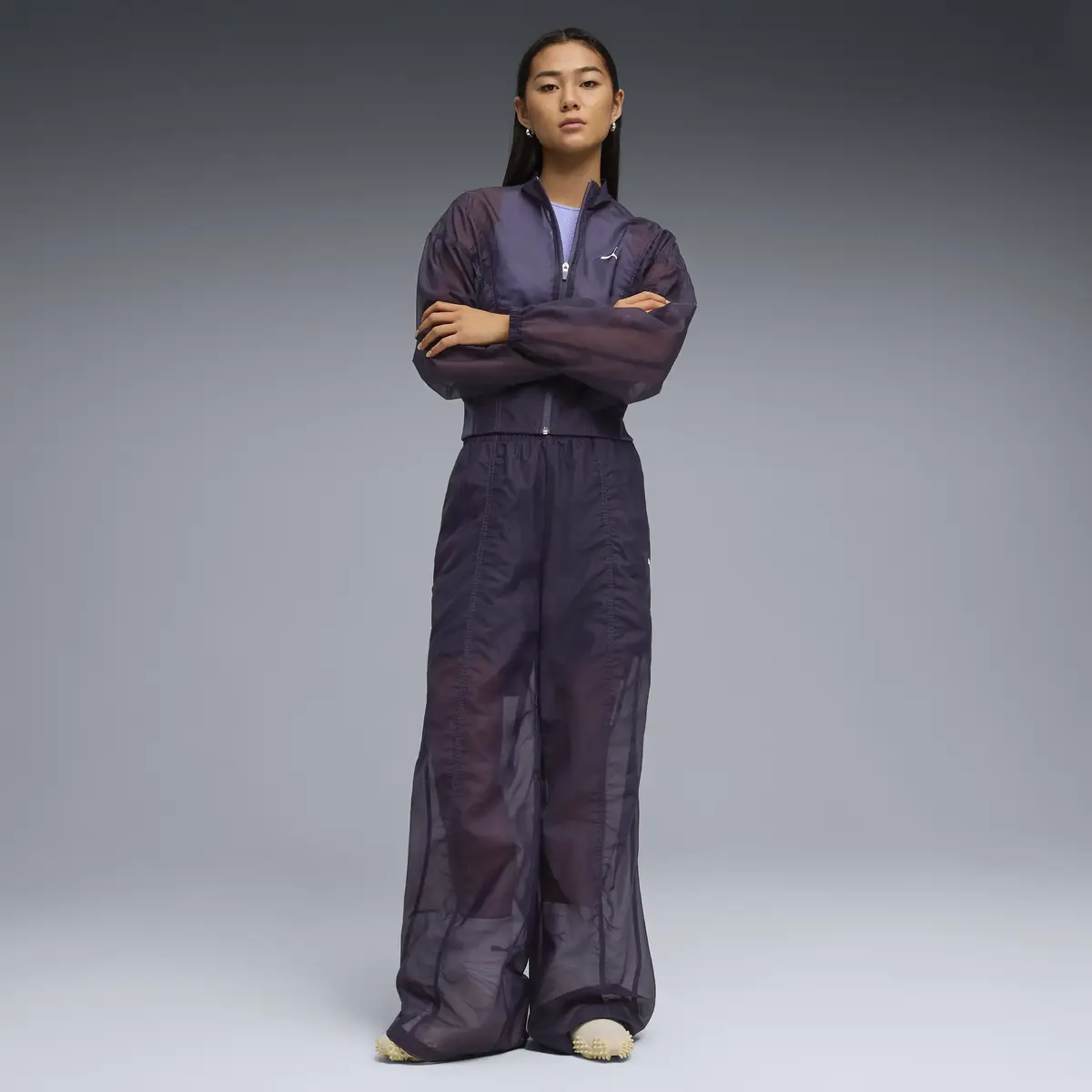PUMA DARE TO Oversized Woven Jacket Deep Plum Mor Kadın Ceket