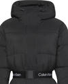 Calvin Klein BELTED MIDWEIGHT LONG PUFFER Siyah Kadın Mont
