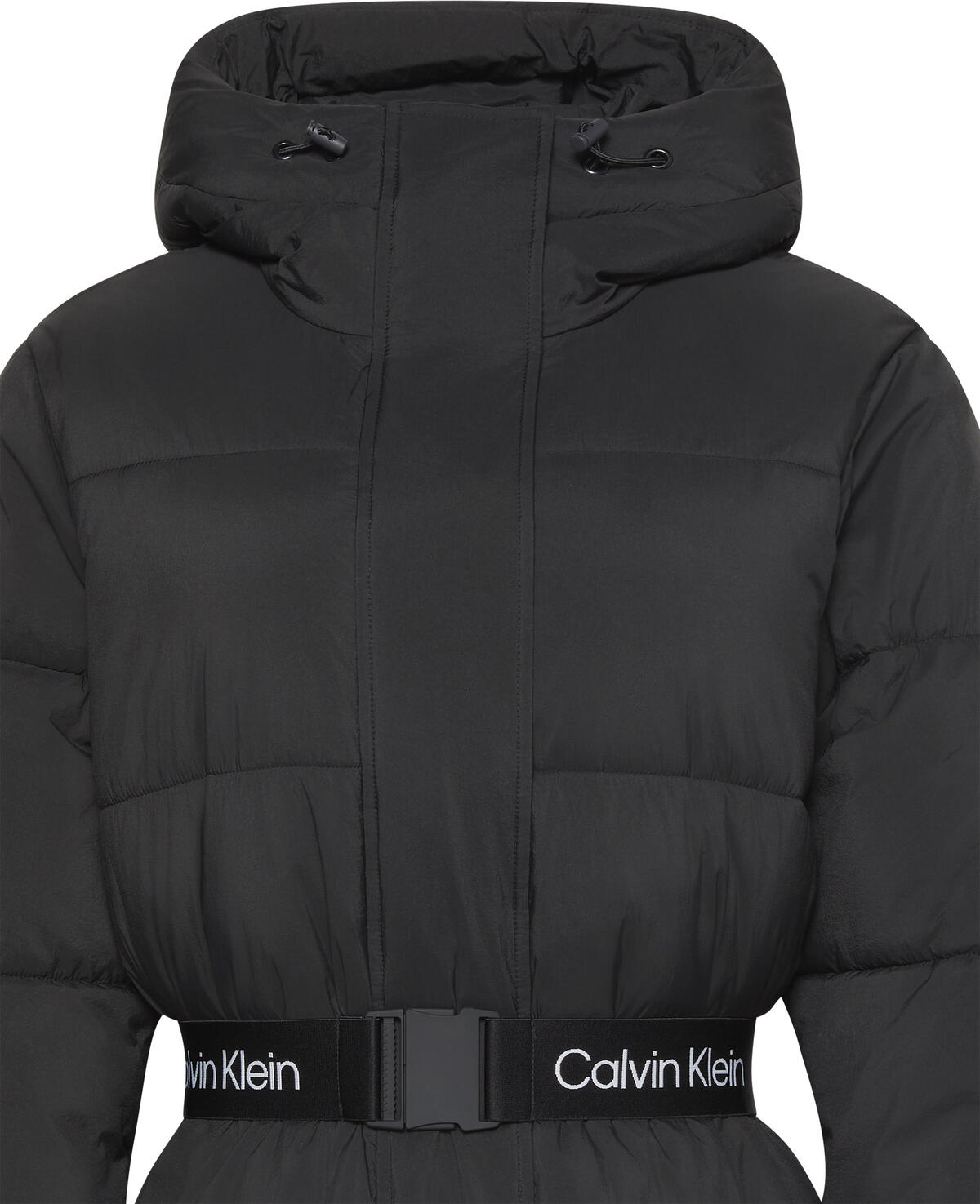 Calvin Klein BELTED MIDWEIGHT LONG PUFFER Siyah Kadın Mont
