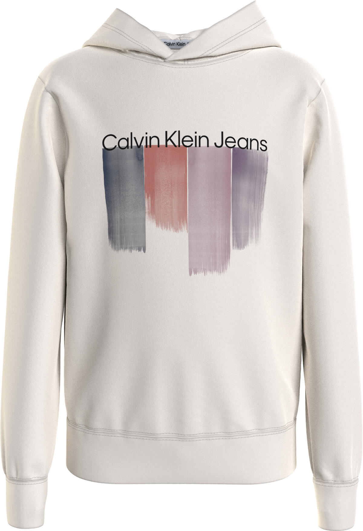 Calvin Klein PLACED BRUSHSTROKES Erkek Krem Hoodie