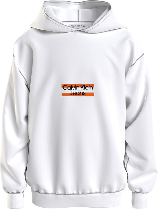 Calvin Klein MINI BLOCK LOGO HOOD Erkek Beyaz Hoodie