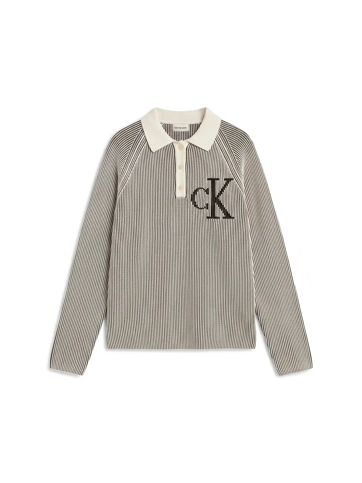 Calvin Klein BICOLOR RIB LOGO POL, UB1 Siyah Kadın Polo
