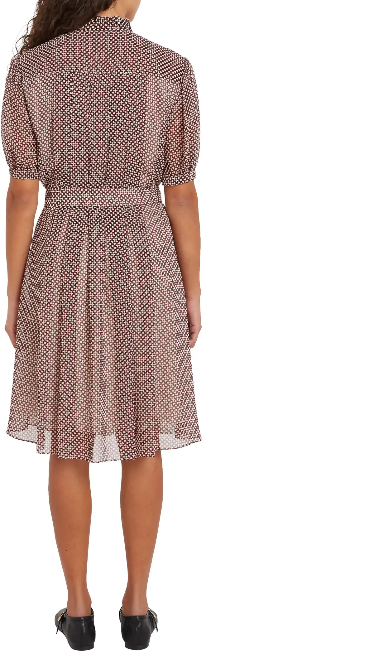 Tommy Hilfiger RUFFLE PLEAT S/S KNE, 09Z Kahverengi Kadın Elbise-Etek