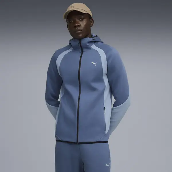 Puma EVOSTRIPE FZ Hoodie DK Mavi Erkek Fermuarlı Üst