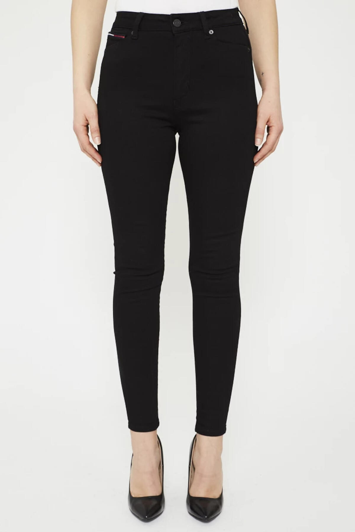 Tommy Hilfiger SYLVIA HR SUPER SKNY, 1BZ Siyah Kadın Kot Pantolon