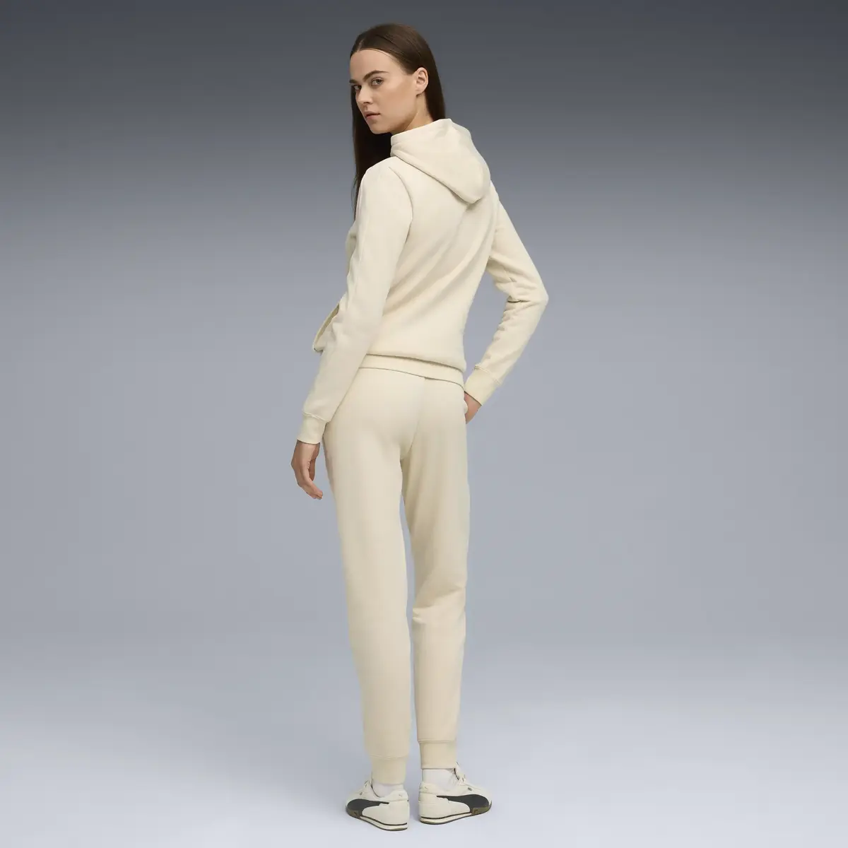 Puma Kapüşonlu Eşofman Takımı Bej Kadın Polar Kapüşonlu Eşofman Takımı