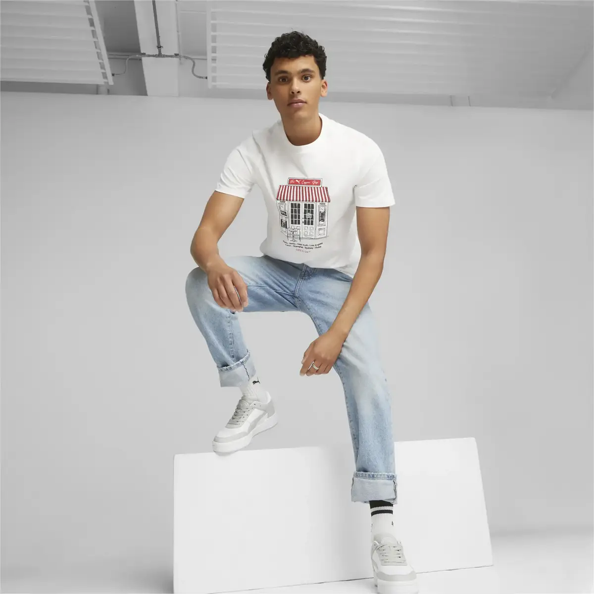 Puma Graphıcs Cafe Puma Tee Puma White Beyaz Erkek T-shirt