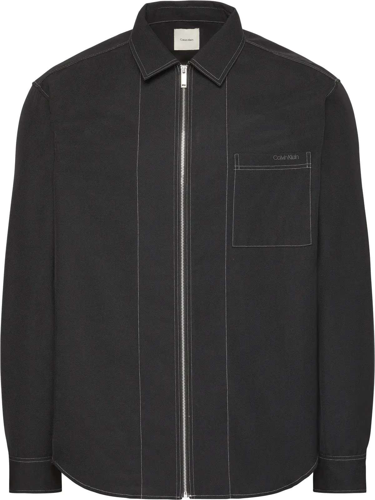 Calvin Klein LS GABARDINE RLXED OVERSHIRT Erkek Siyah Fermuarlı Ceket