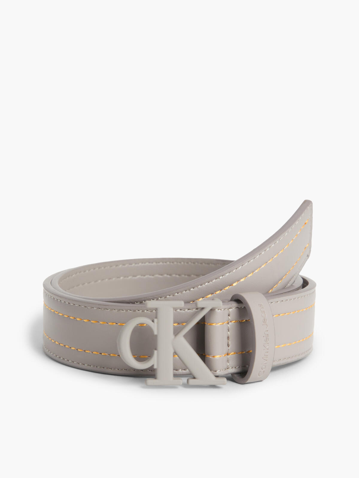 Calvin Klein CONTRAST STITCH CK L Erkek Krem Kemer