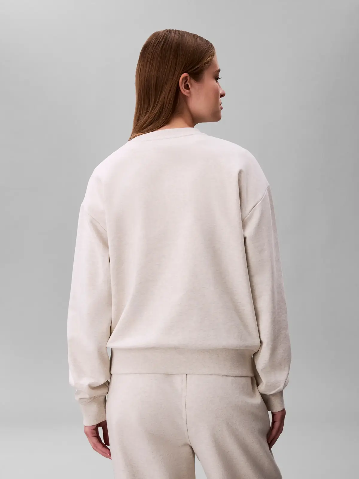 Calvin Klein LS EMBOSSED MONOLOGO, P4P, XXS Krem Kadın Sweatshirt