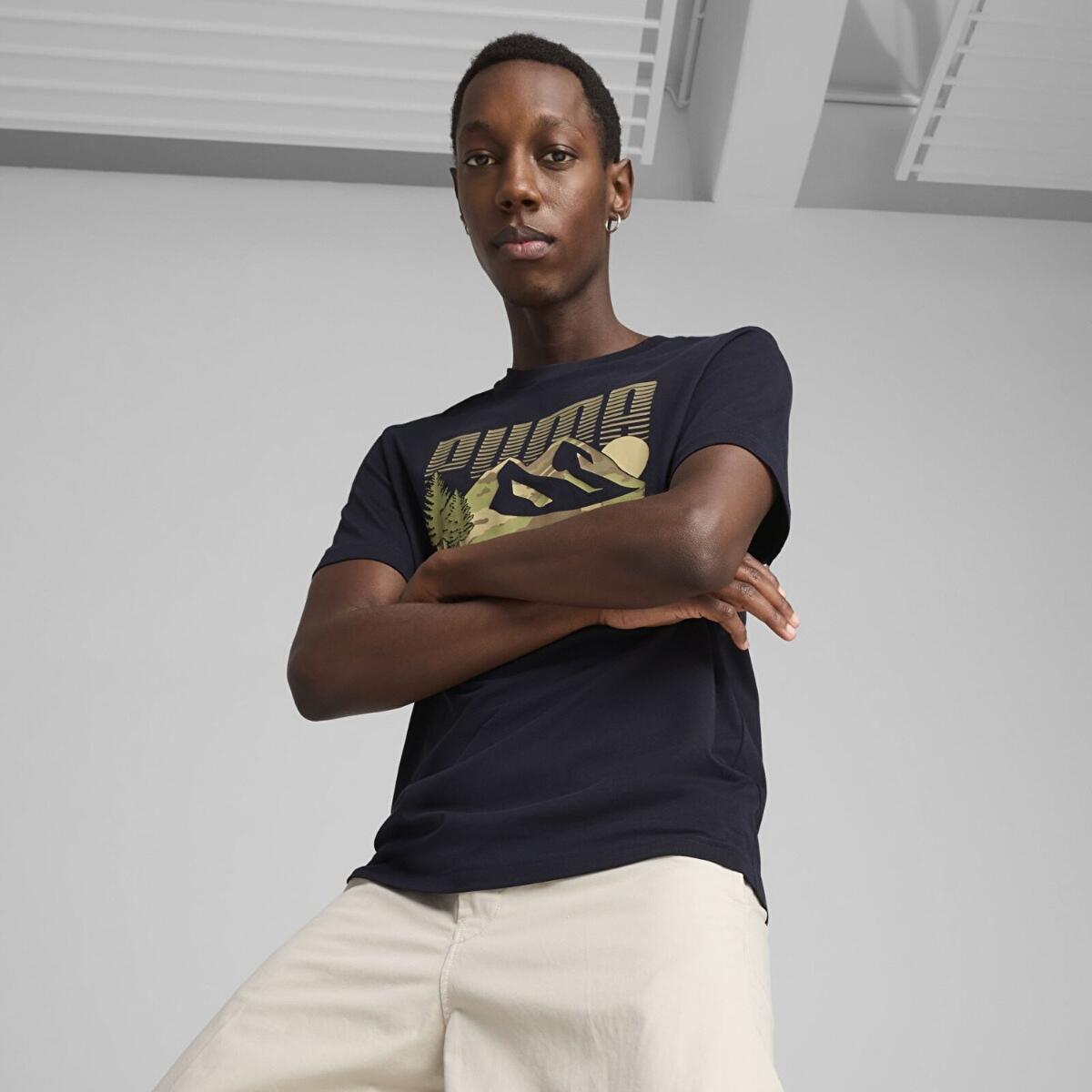 Puma GRAPHICS Mountain Tee Siyah Erkek T-Shirt
