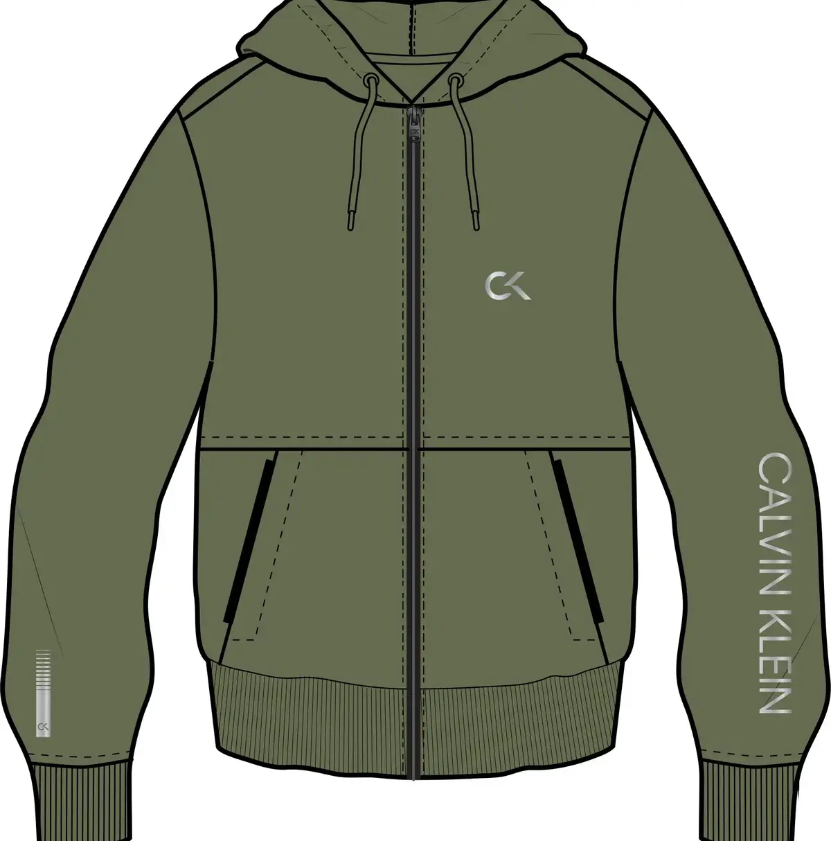 Calvin Klein PW - FZ Hoodie Erkek Haki Hoodie