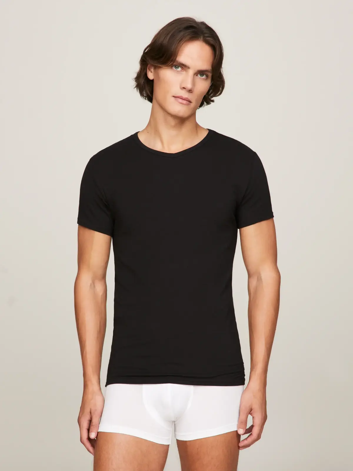 Tommy Hilfiger STRETCH VN TEE SS 3P Erkek Siyah T-Shirt