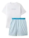 Calvin Klein SS POPLIN SHORT SET Mavi Erkek Pijama Takımı