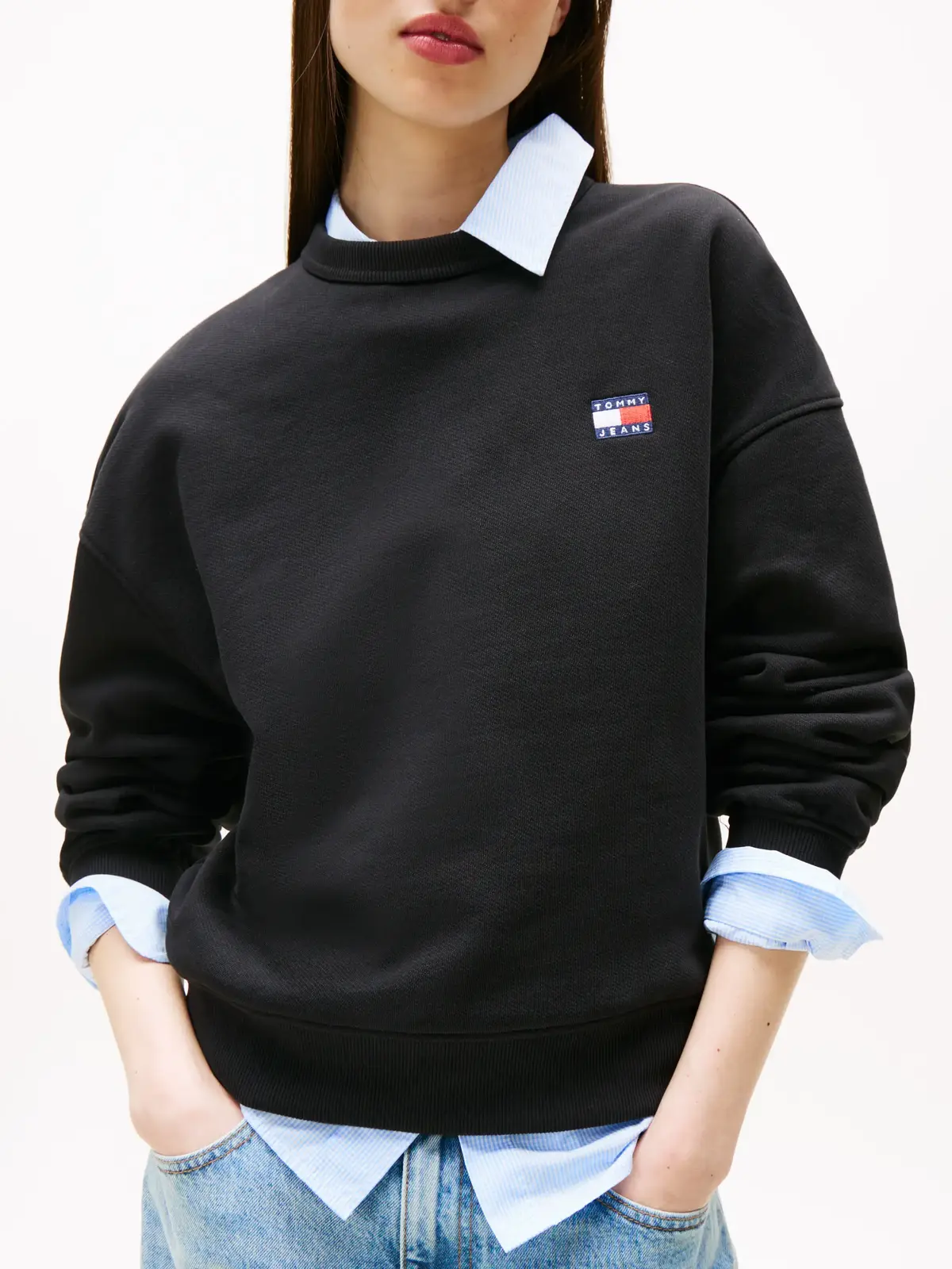 Tommy Hilfiger TJW BXY BADGE CREW, BDS Siyah Kadın Sweatshirt
