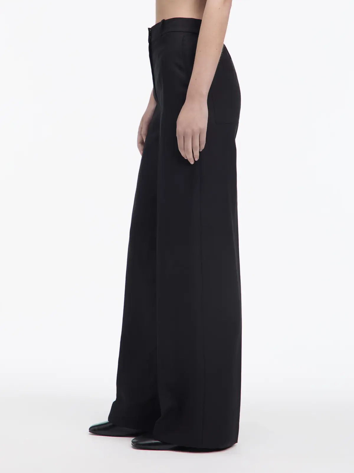 Calvin Klein LINEN BLEND WIDE LEG, BEH Siyah Kadın Pantolon