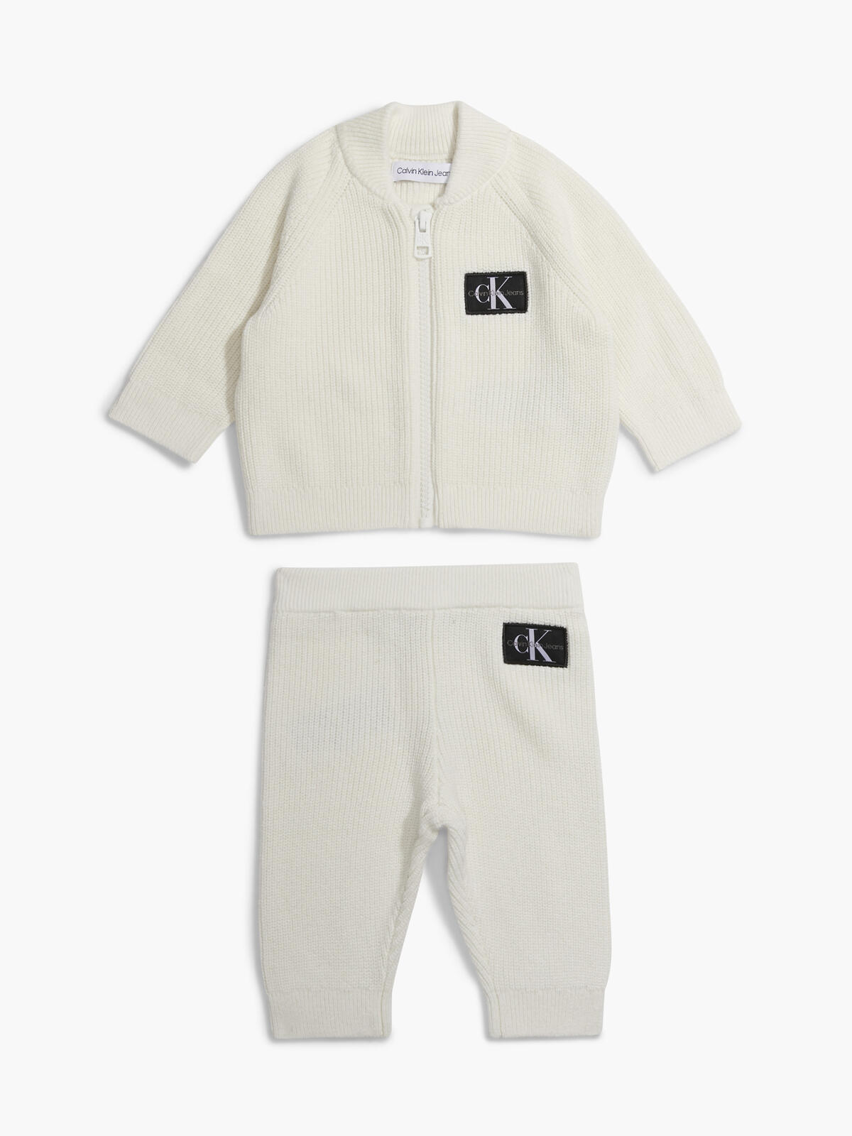 Calvin Klein KNIT CARDIGAN JOGGER Bebek Krem Eşofman Takımı