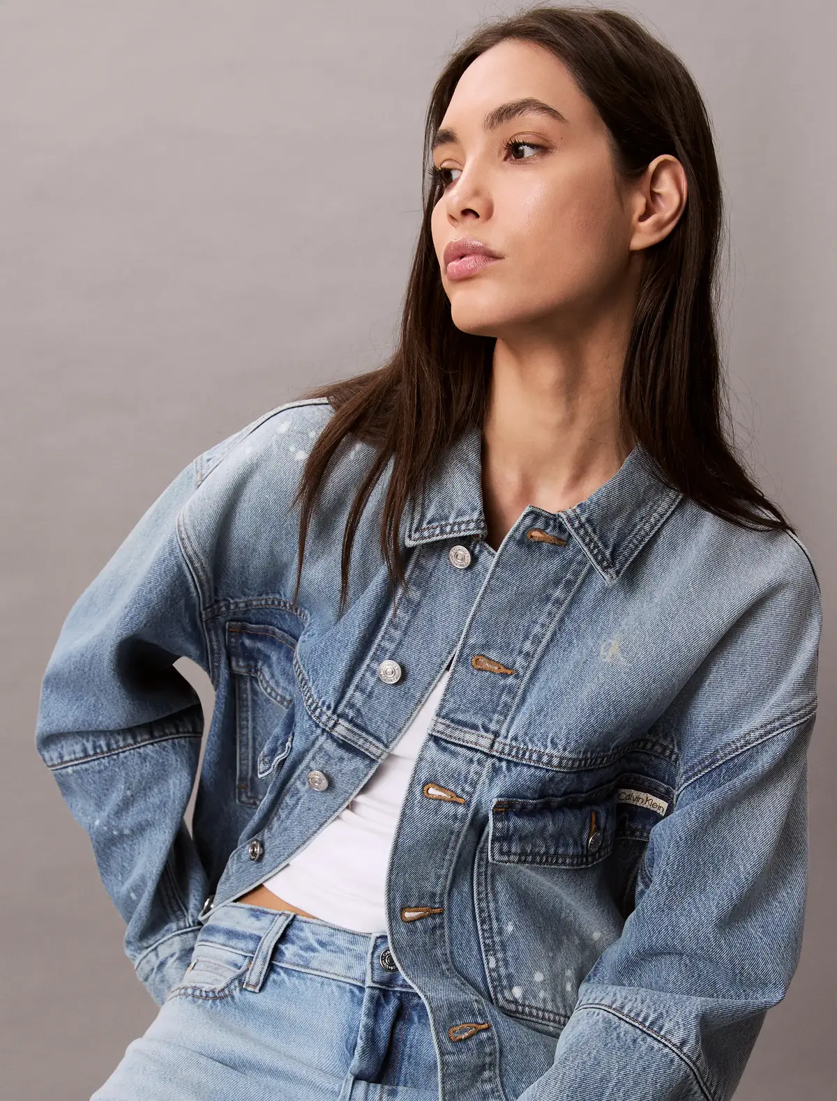 Calvin Klein DENIM JACKET RAINY Mavi Kadın Kot Ceket