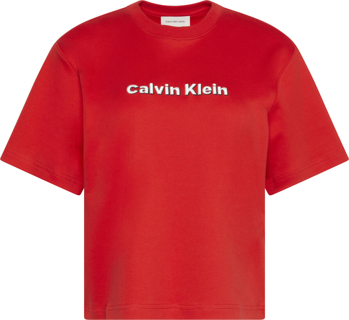 Calvin Klein SS 2 TONE 3D EMBROIDERY LOGO TEE Kırmızı Kadın T-Shirt Calvin Klein SS 2 TONE 3D EMBROIDERY LOGO TEE Kırmızı Kadın T-Shirt
