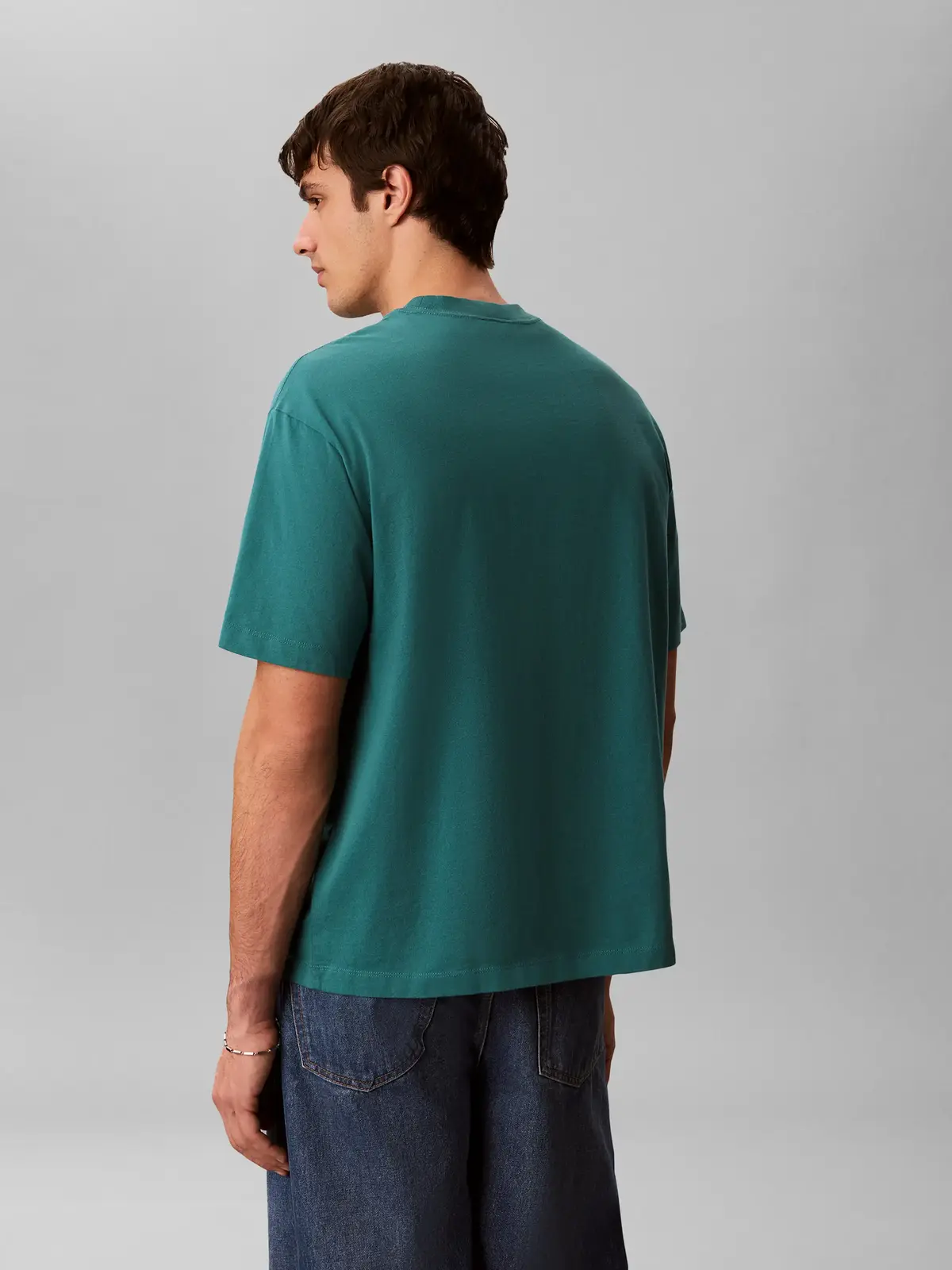 Calvin Klein SS 16S LINEN APPLIQU, 8ZU Yeşil Erkek T-Shirt