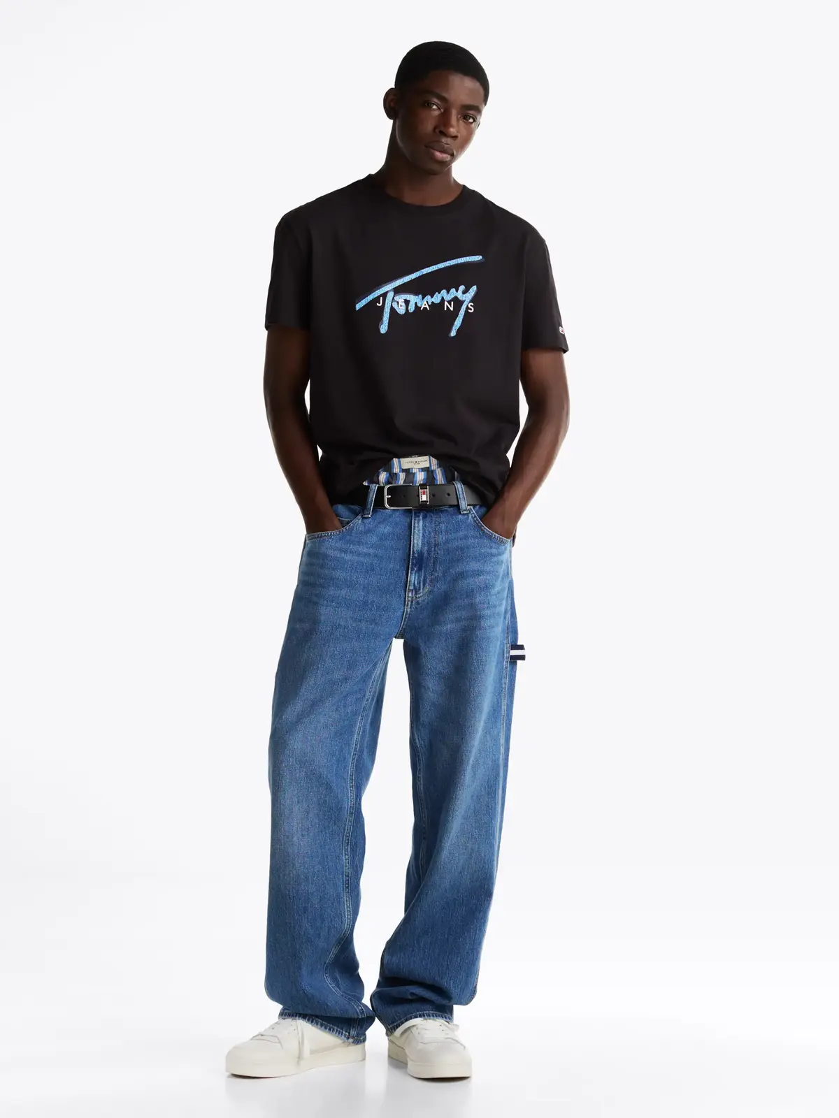 Tommy Hilfiger TJM REG RWB SIGNATUR, BDS Siyah Erkek T-Shirt & Polo