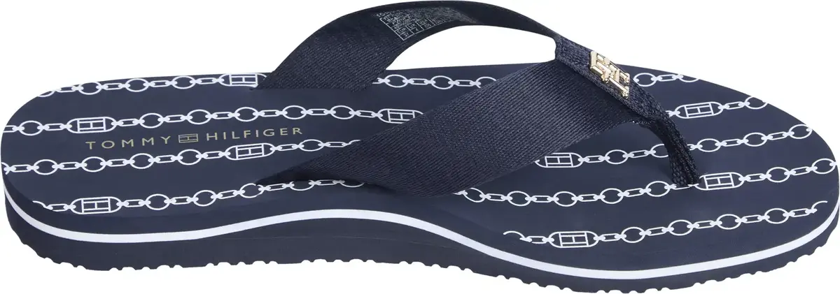 Tommy Hilfiger TH CHAIN PRINT BEACH, DW6 Siyah Kadın Terlik