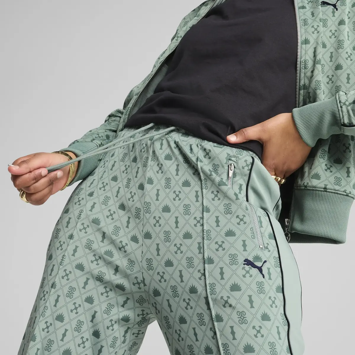 PUMA T7 Straight Track Pants Yeşil Kadın Eşofman Altı