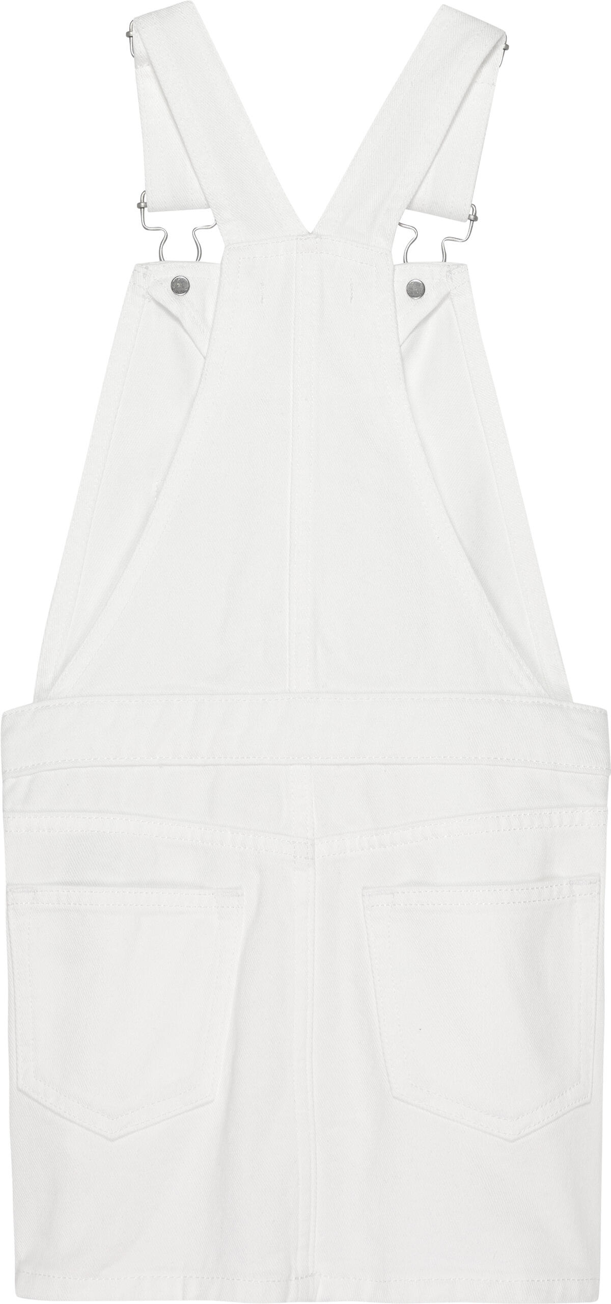Calvin Klein DENIM V DUNGAREE DRE Kadın Beyaz Elbise