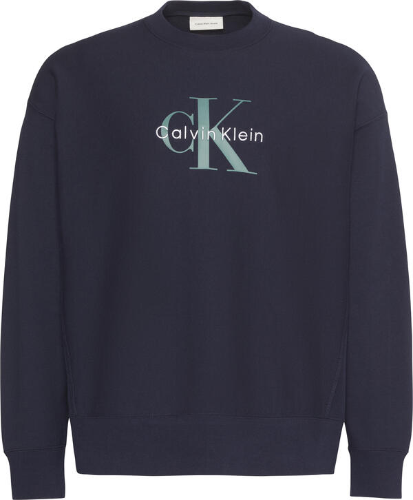 Calvin Klein LS EU 350TERRY MONOLOGO CN SWTSH Mavi Erkek Sweatshirt