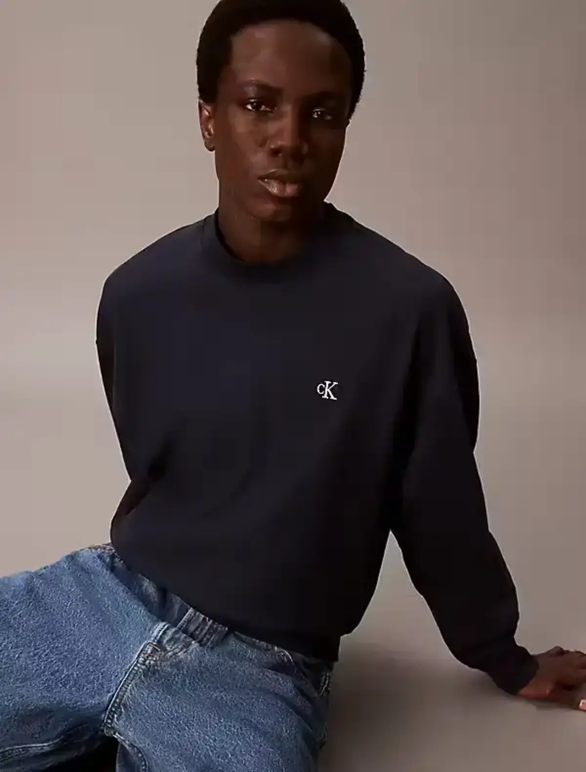 Calvin Klein PREMIUM TERRY MONOGRAM CN SWEATS Mavi Erkek Sweatshirt Calvin Klein PREMIUM TERRY MONOGRAM CN SWEATS Mavi Erkek Sweatshirt